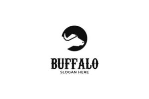 head buffalo silhouette logo design vektor