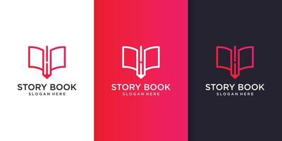 Story-Buch-Logo-Vorlage mit coolem und modernem Line-Art-Konzept-Premium-Vektor vektor