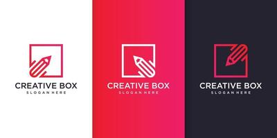 Creative-Box-Logo mit Kunststil der Bleistiftlinie innerhalb des Premium-Vektors vektor