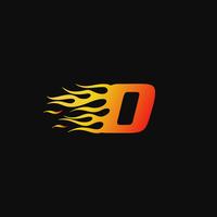 brev O Burning flame logo design mall vektor