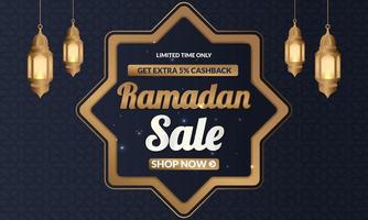 ramadan kareem rea erbjudande banner design med prydnad lykta måne bakgrund för marknadsföring affisch, sociala medier mall, rabatt, present, presentkort, webbhuvud och banner, gratulationskort från eid mubarak vektor