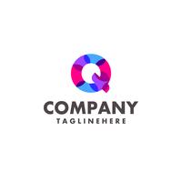 abstrakt färgstarkt brev Q-logotyp för företag med modern neonfärg vektor