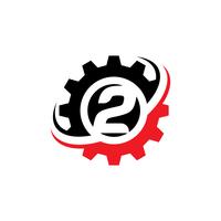 Nummer 2 Gear Logo Design-Vorlage