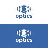 blaues minimalistisches Augensymbol-Logo, geeignet für Optiker oder Brillengeschäfte vektor