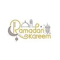 ramadan kareem bokstäver typografi med linjekonst islamisk symbol vektor