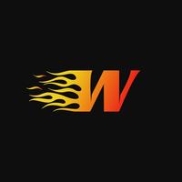 brev W Burning flame logo design mall vektor