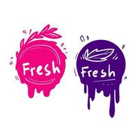 handritad doodle juice färsk etikett frukt ikon färgglada vektor