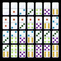 Vektorsatz isolierter farbiger klassischer Dominosteine. sammlung von hellen dominochips. vektor