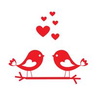 Liebesvögel mit roten Herzen - Karte für Valentinstag vektor