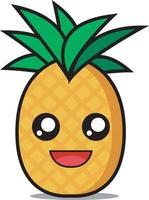 Ananas-Frucht-Vektor-Design mit süßem Gesicht vektor