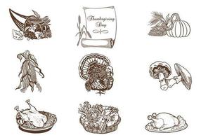 Handdragen Thanksgiving Vector Pack