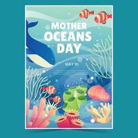 mor ocean day medvetenhet affisch vektor