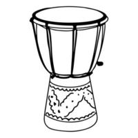 handritad djembe trummor doodle isolerad på vit bakgrund. vektor illustration.