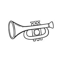 trumpet musikinstrument i doodle stil. handritad vektorillustration isolerad på vit bakgrund. vektor