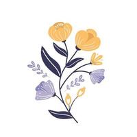 rustikale volkskunst kräuterblumen handgezeichnete blumen vektorillustration. Perfekt für Grußkarten, Textilien, Stoffe, Tapeten, Banner, Handyhüllen. vektor