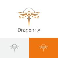 elegant cirkel trollslända insektsvingar flyga natur linje logotyp idé vektor