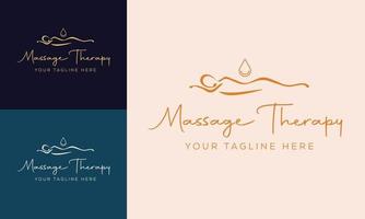 Spa und Ästhetik, Massagetherapie Logo Frau Vektor Illustration kostenloser Vektor