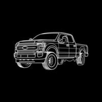 Pickup-Kontur mit schwarzem Hintergrund vektor