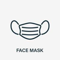 Liniensymbol für medizinische Gesichtsmaske. schutzmaske gegen virus, verschmutzung, infektion, staub und allergie. Lineares Symbol für medizinische Beatmungsgeräte. Vektor-Illustration. vektor