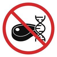 förbjuden konstgjord kött siluett ikon. ingen hormonmåltid, endast naturlig produktsymbol. ekologiskt näringspiktogram. förbjudet konstgjort kött svart ikon. isolerade vektor illustration.