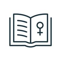 Buch Frauenrechte. Frauenpower, weibliches Empowerment-Symbol. Zeichen des Feminismus und der Gleichberechtigung der Frau. Vektor-Illustration. vektor