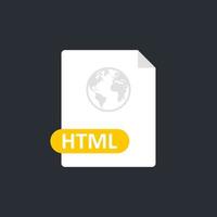 HTML-Dateisymbol. Datei im Hypertext-Markup-Language-Format. Globus-Symbol. Vektor