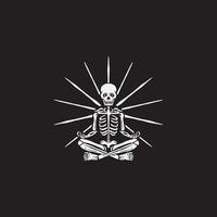 Skelett in der Yoga-Meditation. einfaches Design für Logo, T-Shirt-Illustration. vektor