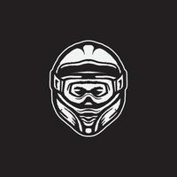 Motocross-Helm-Illustration im Retro-Stil. Biker-Kleidung. vektor