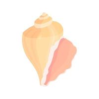 Conch platt tecknad vektorillustration isolerad på vit bakgrund. färgglada tropiska strandskal undervattensikonen. vattennatur. vektor