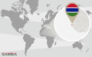 Weltkarte mit vergrößertem Gambia vektor