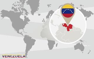 Weltkarte mit vergrößertem Venezuela vektor