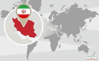 Weltkarte mit vergrößertem Iran vektor