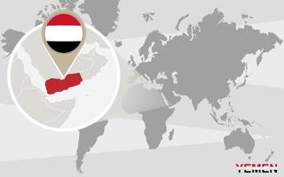 Weltkarte mit vergrößertem Jemen vektor