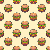 Pixel Art Cheeseburger nahtlose Hintergrund vektor