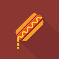 Flache Hotdog Vektor Icon