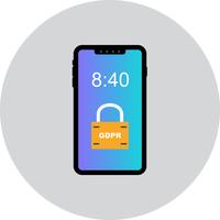 Vektor GDPR Mobil Säkerhetslås Ikon