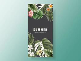 exotiska blommiga tropiska sommarrea banner vektor