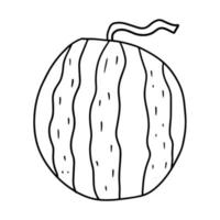 süße handgezeichnete Doodle-Wassermelone isoliert auf weißem Hintergrund. essen, imbiss. vektor