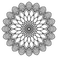Umriss-Mandala. dekorative runde gekritzelblume lokalisiert auf weißem hintergrund. geometrisches Kreiselement. vektor