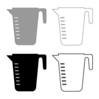Messkapazität Cup Icon Set grau schwarz Farbe vektor