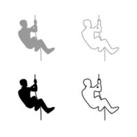 Rock Climber Icon Outline Set graue schwarze Farbe vektor