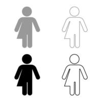 symbol konzept der geschlechterloyalität transvestit konzept homosexuell symbol set grau schwarz farbe illustration skizze flachen stil einfaches bild vektor