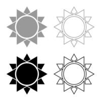 Sun Icon Set schwarz grau Farbe Vektor Illustration Flat Style Image