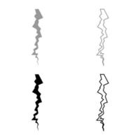 Crack-Icon-Set graue schwarze Farbe vektor