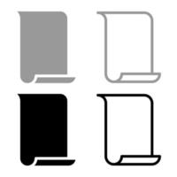 Papyruspapier Pergamentpapier Manuskript Icon Set schwarz grau Farbe Vektor Illustration Flat Style Image