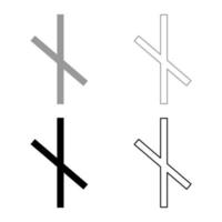 nauthis runa neidis behöver natt inte symbol ikonuppsättning grå svart färg illustration kontur platt stil enkel bild vektor