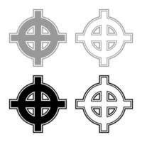 Keltisches Kreuz grau schwarz Überlegenheit Symbolsatz grau schwarz Abbildung Umriss Flat Style simple Image vektor