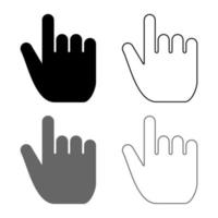 hand punkt wählen deklarieren zeigefinger zeigefinger für klick konzept drücken wählen symbol set grau schwarz farbe illustration umriss flach stil einfaches bild vektor