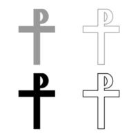 Kreuz Monogramm rex Zar Zar Zar Symbol des sein Kreuz Saint Justin Zeichen religiöses Kreuz Icon Set schwarz grau Farbe Vektor Illustration Flat Style Image