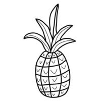 lineare ananas des karikaturgekritzels lokalisiert auf weißem hintergrund. vektor